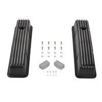 Couvre-culbuteurs hauts en aluminium moulé noir à ailettes pour Chevy SBC 1958-86, fixation par boulons périphériques, pour moteurs 283 305 327 350 400, avec trou de reniflard de 1-1/4 pouce