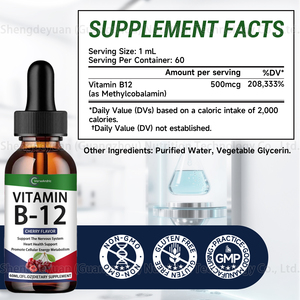 OEM Private Label <strong>Methylcobalamin</strong> <strong>Vitamin</strong> <strong>B12</strong> Liquid Drops 60ml Adult Supplements for Energy Production Metabolism Support Daily - Product Image 2