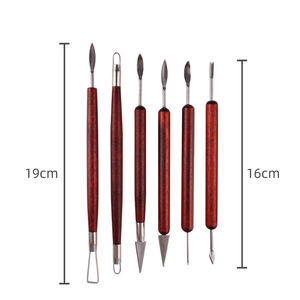 Vendita calda Set di strumenti per modellare la scultura in ceramica con manico in legno di sequoia Set di strumenti di argilla 12 pezzi - Product Image 5