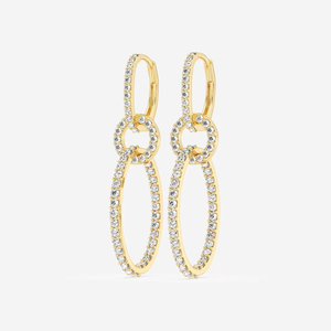 Boucles d'oreilles pendantes torsadées en diamant rond cultivé en laboratoire 1 carat, bijoux élégants et tendance pour femmes, design moderne et luxueux. - Product Image 6