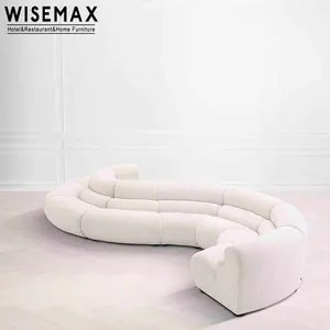 WISEMAX 가구 현대적인 디자인 거실 곡선 소파 럭셔리 S 자형 나무 다리 리셉션 룸 패브릭 소파
