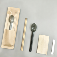 Ensemble de couverts 4-en-1 écologiques de luxe en papier, emballés individuellement (cuillère, baguettes) (100 pièces) pour fêtes et restaurants