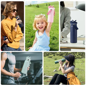 24oz Insulated Stainless Steel Water Bottle with Dual Use Lid Custom Logo Vacuum <b>Flask</b> for Sports Gym Fitness Workout - Product Image 6