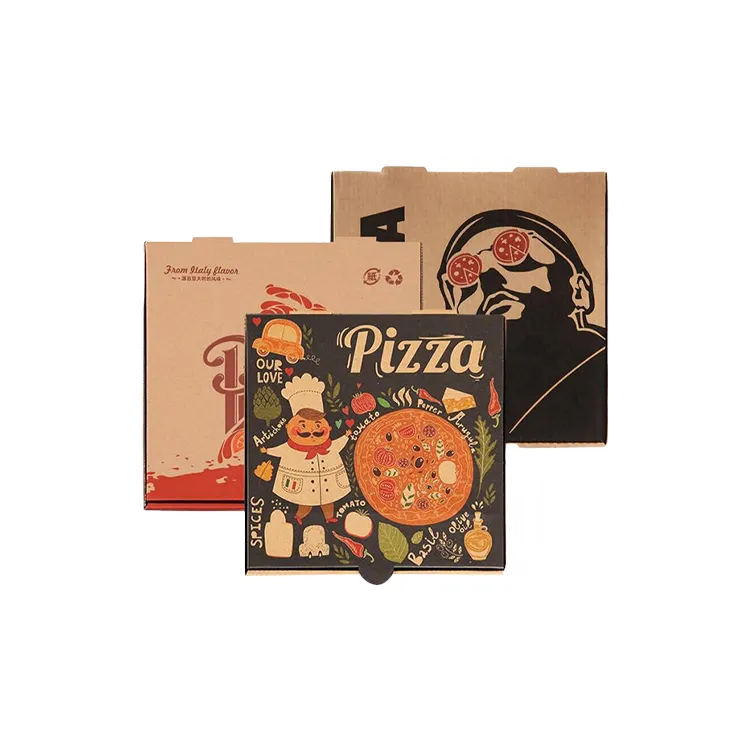 Grosir kualitas tinggi murah Logo kustom kotak Pizza kue pengiriman bergelombang tebal daur ulang portabel