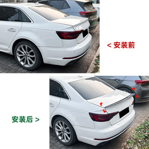 Aileron de coffre arrière Audi A4 S4 B9 2017-2024, style bec de canard, noir piano, texture fibre de carbone, ABS, modification extérieure - Product Image 4