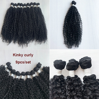 Lot de 9 mèches de cheveux synthétiques bouclés crépus en fibres organiques résistantes à la chaleur, extensions capillaires en tissage de protéines bio