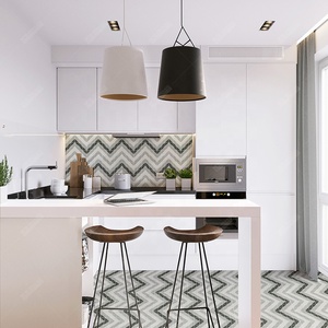 Hotel ristorante progetto doccia pavimento bagno cucina parete Backsplash 2 "ceramica verde opaco Mix triangolo mosaico geometrico - Product Image 2