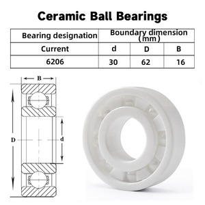 Roulement à billes hybride en céramique 6206-2RS SI3N4 ZrO2, roulement à billes en céramique 6206 ZZ, haute vitesse, résistant à la chaleur, anti-corrosion - Product Image 3