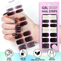 Bandes de gel semi-durcies pour ongles, motif toile d'araignée, chauve-souris, fantôme, citrouille, orange, noir, violet, dégradé, pailleté, directement de l'usine, pour Halloween effrayant