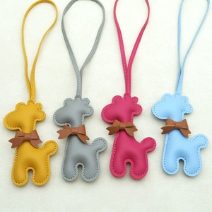 Fashion Cute Animal Pendant <b>Keychain</b> for Women & Girls Pu Leather With Brown Bow Materials <b>Keychain</b> Pendant - Product Image 4