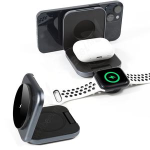 WOWCASE nuevo cargador rápido de 15W magnético plegable 3 en 1 cargador inalámbrico para iPhone 15 /IWatch / <span class=keywords><strong>AirPods</strong></span> / Samsung <span class=keywords><strong>Galaxy</strong></span> - Product Image 2