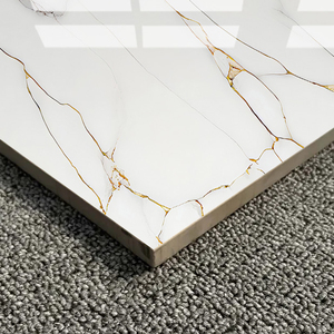 Carreaux <span class=keywords><strong>de</strong></span> sol en porcelaine <span class=keywords><strong>de</strong></span> haute qualité 60x60 1200x1200, marbre blanc neige avec veines dorées pour projets haut <span class=keywords><strong>de</strong></span> gamme - Product Image 2