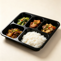 Boîte à lunch jetable personnalisée en PP PET, boîte à compartiments divisée, 5 compartiments, plateau rectangulaire pour la préparation des repas