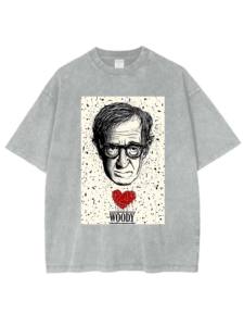 Réalisateur <span class=keywords><strong>Woody</strong></span> <span class=keywords><strong>Allen</strong></span> T-Shirts Summer 100% Cotton Drop Shoulder Crewneck Heavyweight Acid Wash - Product Image 3