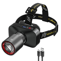 Lampe frontale LED super lumineuse avec zoom, étanche, rechargeable et portable, avec affichage de la batterie rotatif