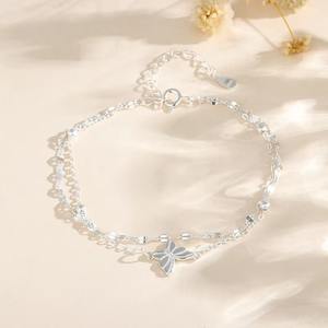Fine Jewelry 925 Sterling <b>Silver</b> Casual butterfly <b>Bracelet</b> <b>Chain</b> for Ladies 925 <b>Silver</b> Doubale <b>Chain</b> <b>Bracelet</b> Jewelry Wholesale - Product Image 4