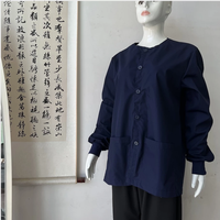 Blouse de travail à manches longues boutonnée sur le devant, multi-poches, tissée, pour femme, infirmière, médecin, uniforme d'hôpital, détection d'aiguilles, logo personnalisé