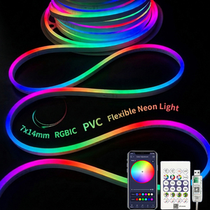 Tira de LED de Neón Flexible de PVC IP65, Color Ámbar Cálido 2700K, Cortable, Extrusión Sólida, Sin Puntos, Lineal, 220V, Rollo de 50m, para Exteriores, Techos y Fachadas - Product Image 1