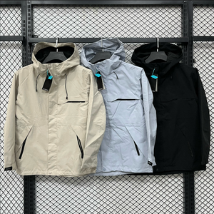 Jaket Hujan Berkerudung 3L Bonded Tech Fabric, Ringan, Anti Angin, Tahan Air, untuk Hiking - Product Image 1