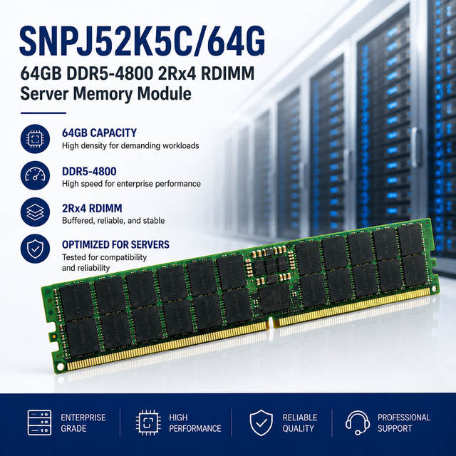 Wholesale Snpj52k5c/64g 64gb Ddr5-4800 2rx4 Rdimm Server Memory Module