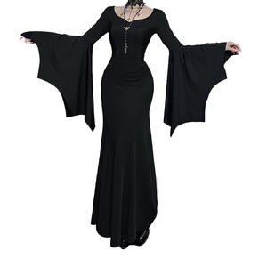 Robe sirène à manches chauve-souris gothique Addams Family pour femme - Product Image 5