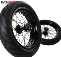 Set Roda Supermoto Sur-Ron Ultra Bee 17" CNC Billet Hub Aksen Merah untuk UltraBee Street Motard Racing Refit Conversion Kit