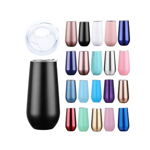 Simple Design 6oz Wine Tumbler Glasses With Lid Stemless 18/8 Stainless Steel Wine <strong>Champagne</strong> <strong>Flutes</strong> Cup - Product Image 3