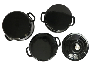 Ensemble de cuisson multifonctionnel 3-<span class=keywords><strong>en</strong></span>-1 <span class=keywords><strong>en</strong></span> <span class=keywords><strong>fonte</strong></span> émaillée avec couvercle-poêle, compatible induction, gaz et four - Product Image 3