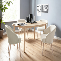 Fauteuil d'appoint rembourré en tissu avec pieds en bois, style nordique, pour salon, salle à manger, maison et restaurant, vente en gros