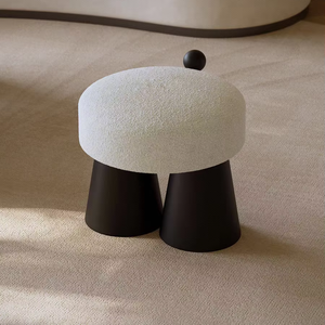 Tabouret de coiffeuse moderne en bois massif crème léger luxe haut de gamme pour chambre entrée banc de changement de chaussures de maquillage en laine d'agneau pour - Product Image 2