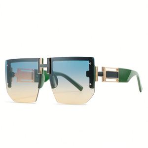 Custom Logo Luxury Vintage <b>Men</b> Women Rimless Oversized Sun Glasses Orange <b>Square</b> Flat Top <b>Sunglasses</b> Women - Product Image 5