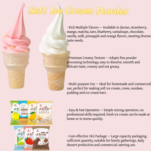 Poudre de crème glacée - Myrtille, Fraise, Durian et plusieurs saveurs, mélange pour crème glacée Sundae, usage commercial, paquet de 1 kg - Product Image 3