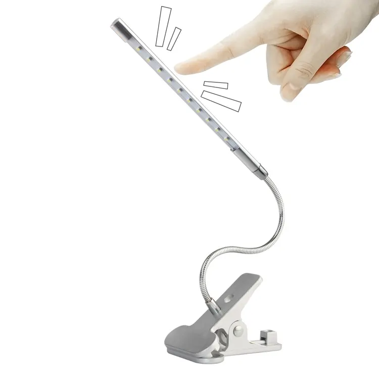 Flexible Arm Stepless Dimming Slim Desk Table Lamp Clip on Light Reading Light