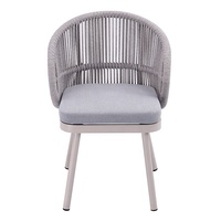 confortables de luxe en aluminium pour restaurant et terrasse, fauteuils de jardin en corde tissée grise pour l'extérieur