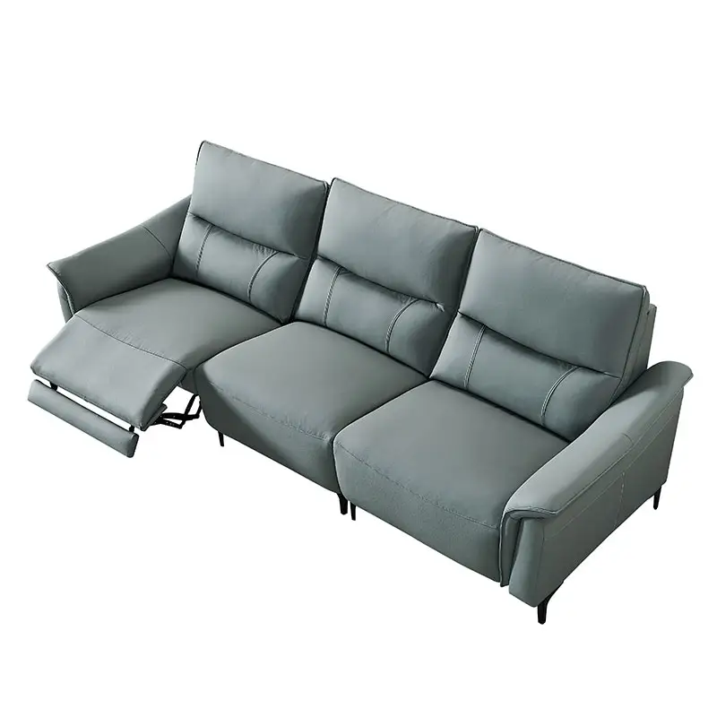 Sofá reclinável elétrico moderno em couro para sala de estar, sofá em forma de I, 3 lugares, móveis para casa, novo design