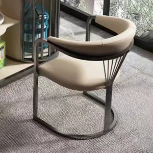 เก้าอี้รับประทานอาหารหนังสแตนเลสสำหรับห้องครัวเก้าอี้นวมหรูหราเฟอร์นิเจอร์ห้องรับประทานอาหารสำนักงานเก้าอี้เจรจาต่อรองระดับไฮเอนด์ - Product Image 4