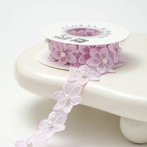 Ruban en satin de luxe orné de fleurs de perles de 3,5 cm, idéal pour l'emballage de boîtes cadeaux de Noël et la décoration de calendriers de l'Avent, 2 yards/rouleau - Vente Flash - Product Image 3