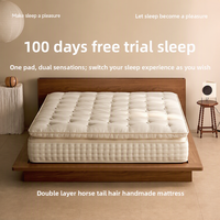 Surmatelas en fourrure de queue de cheval cousu à la main, coussin double couche doux, personnalisable, en cachemire et coton respirant
