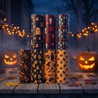 Gobelets isothermes en acier inoxydable de 20 oz à motif citrouille d'Halloween pour carnaval, avec motif bonbons « Trick or Treat », anti-fuite, pour voyage et bureau