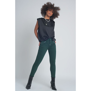 Top senza maniche in raso raccolto nero - Product Image 6