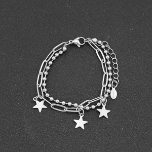 Pulseras Unisex de Acero de Titanio con Colgante de Estrella y Cadena de Doble Capa, Diseño de Nicho Popular, Venta al por Mayor de Joyería - Product Image 4
