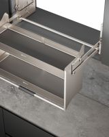 Cesto Deslizante de Armazenamento para Armário Superior de Cozinha em Liga de Alumínio e Ferro, Dourado Champanhe, com Sistema Fluorocarbono