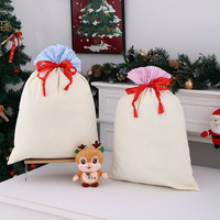 Sac cadeau de Noël en toile réutilisable à rayures avec cordon de serrage, personnalisable avec nom, sac du Père Noël avec nœud en ruban rouge, vente en gros