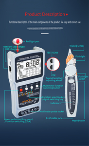 Top Sell Of Digital Tools RJ11&amp;RJ45 Optical Fiber <strong>Tester</strong> PK655C+ With LCD Display Length Measuring PoE Testing - Product Image 2