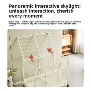 <span class=keywords><strong>Jaula</strong></span> Plegable Grande para Perros, Moderna, Sencilla, Blanca, con Doble Puerta y Separador Interior, Envío Rápido - Product Image 2