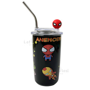 Vasos Spiderman de 450ML con tapas y pajitas vaso de acero inoxidable con pajita vaso térmico con pajita - Product Image 1