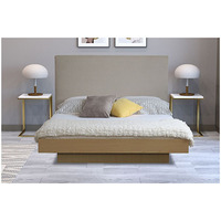 Marco de cama con plataforma de madera moderna CECILION, estilo urbano contemporáneo, tela de Metal inflable plegable King Queen para la vida urbana