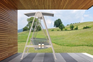 Silla Colgante Moderna de Aluminio para Exteriores con Cojín Impermeable para 1 Persona - Product Image 2
