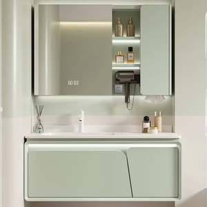<b>Italian</b> Simplicity High-end Light Green Series Single Bathroom Vanity with Smart Mirror - Product Image 2