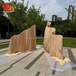 SMS Wedding Stage <b>Party</b> Decoration Drapery Background Arch Stand Adjustable Frame Milk Silk <b>Backdrop</b> Wall Arch Stand - Product Image 3